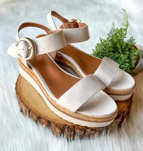 Naturalizer 27 EDIT Naturalizer Shoes Phyllis White Leather Wedge Sandals 9 - Picture 1 of 10