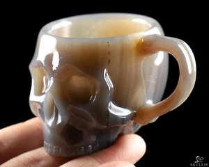 Copa de calavera de cristal de ágata brasileña premium de 2,9", curación con cristal - Imagen 1 de 7