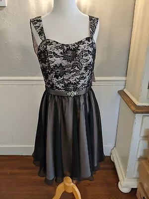 Davinci Black/ Blush Lace Dress Sz12 Homecoming Bridal Formal NWT - Image 1 of 4