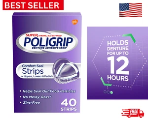 Tiras adhesivas para dentaduras postizas y parciales Super Poligrip Comfort Seal, 40 quilates - Imagen 1 de 8
