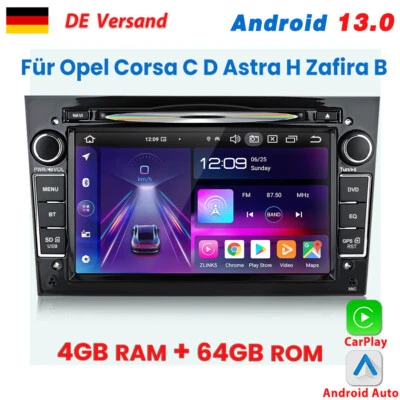 Für Opel Corsa C D Astra H Zafira B Autoradio DVD 4+64GB Carplay Android 13 GPS  - Bild 1 von 4