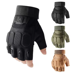 Tactical Knuckle Protection Gloves Army Training Motorcycle Hunting Fingerless - Picture 1 of 15