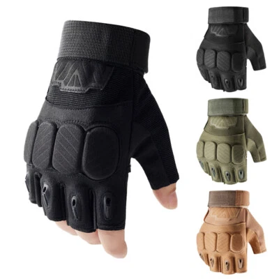 Tactical Knuckle Protection Gloves Army Training Motorcycle Hunting Fingerless - Image 1 of 4