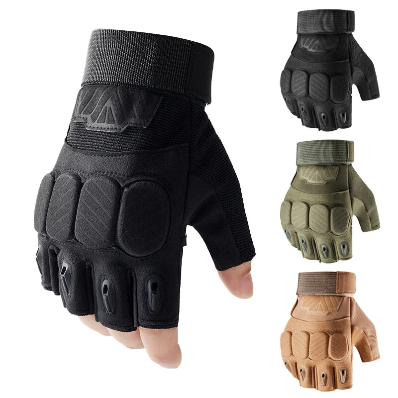Tactical Knuckle Protection Gloves Army Training Motorcycle Hunting Fingerless - Image 1 of 4