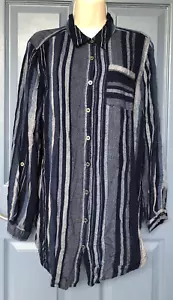Westport Size 2x Woman Striped Long Roll Tab Sleeve Flannel Shirt Button Up - Picture 1 of 9