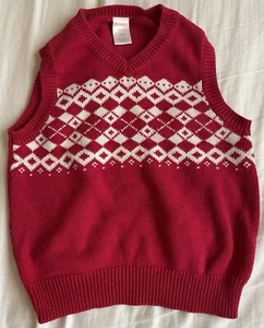 New Gymboree Diamond Sweater Vest Red 100% Cotton Size XS 4 Without Tag - Picture 1 of 4