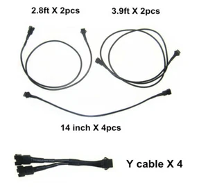 Juego de cables de extensión negros de 3 tamaños y 4 pines para sistema de iluminación LED para motocicleta - Imagen 1 de 10
