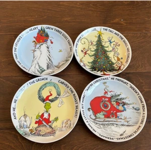 The Grinch Set of 4 Appetizer / Dessert Plates New Ceramic Christmas - Picture 1 of 7