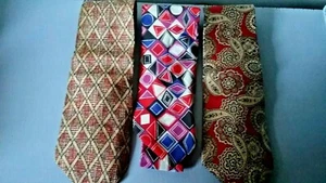 Men's Silk Ties. Guess, Geoffrey Beene, Izod Browns and Reds - Picture 1 of 4