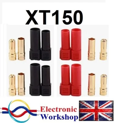XT150 Connectors 6mm 60A Amass Banana Red Black Male Female Gold RC UK SELLER - Image 1 of 4