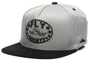 Fly Society FLY Planes 2Tone Gray & Black Adjustable Snapback Flat Bill Hat - Picture 1 of 5