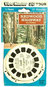 3 BINELLI VINTAGE VIEWMASTER 3D "REDWOOD HIGHWAY" CALIFORNIA ~ NUOVI - Foto 1 di 2