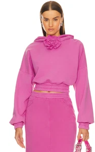 Neu mit Etikett $ 413 Giuseppe di Morabito HOT PINK CROPPED KAPUZENSWEATSHIRT MIT ROSE GRÖSSE XS - Bild 1 von 7