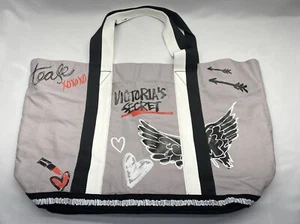 Victoria’s Secret große Canvas-Schultertasche Reise Strandtasche Tease Angel grau - Bild 1 von 11
