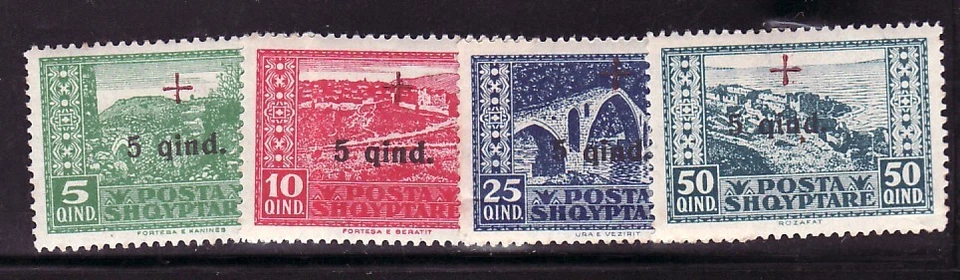 ALBANIA Sc B1-4 LH ISSUE OF 1924 - OVERPRINTS FOR RED CROSS - Image 1 of 1