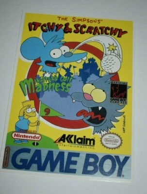 Tarjeta VIDPRO 1994 The Simpsons Itchy & Scratchy Nintendo Gameboy de colección Toys 'R' Us  Foto 1 de 4