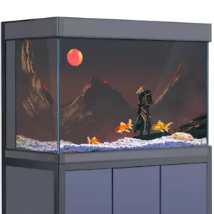 Aquarium Background Sticker, Japanese Samurai Fish Tank Decorations Poster - Picture 1 of 4