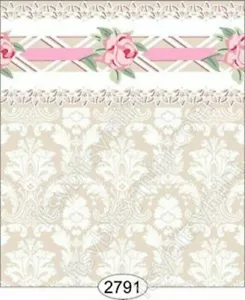 Papel pintado de cuarto de escala para casa de muñecas - Daniella Damasco beige - Imagen 1 de 1
