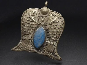 Afghanistan Fisch Lapislazuli blau oval Stein Silber Anhänger Unikat wunderbar - Bild 1 von 20