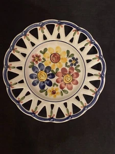 Hand Painted Portugal Plate Anfora Agueda Hand painted Floral Plaque Wall Vtg Vg - Picture 1 of 4