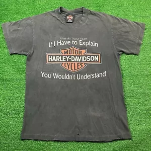 Vintage 90's Harley Davidson Palm Beach Florida T-Shirt Black Medium Thashed - Picture 1 of 18
