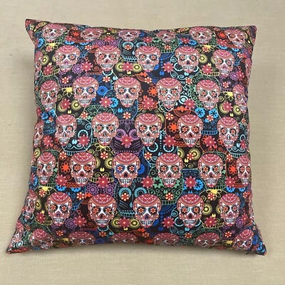 Hand Made Double Sided Velvet - Large Cushion Cover with Sugar Skulls - Image 1 of 4