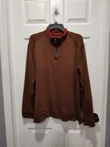 Pull pull marron 1/4 zip homme TOMMY BAHAMA 100% coton Pima taille LARGE - Photo 1/9
