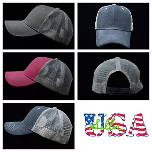 Mens Baseball Cap Plain Mesh Trucker Cap Outdoor Sports Hiking Casual Travel Hat - Picture 1 of 5