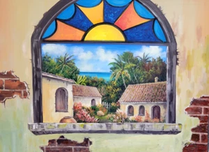 KUNST VON EINEM KUBANISCHEN MALER JOSE.M.GIL! ACRYLGEMÄLDE AUF LEINWAND! VENTANA CUAMAGUEY - Bild 1 von 1
