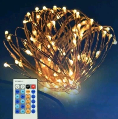 LED Kupferdraht Lichterkette 20 Meter 200 LEDs Set mit Netzteil & Fernbedienung  - Bild 1 von 4