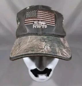 NWTF Hat Brown Camo Strap Back Embroidered Logo American Flag Outdoor Cap - Picture 1 of 5
