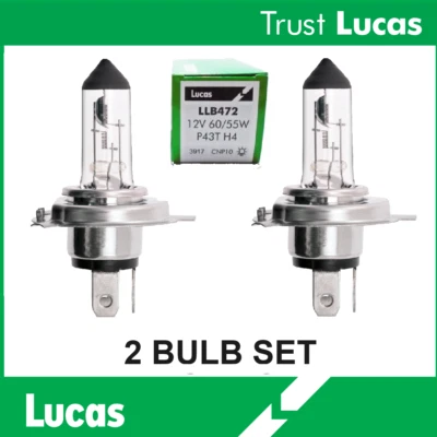 2 LUCAS H4 LLB472 Halogen Headlights 12V PAIR - Image 1 of 3