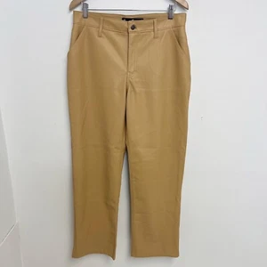 Hollister Nude Beige Faux Leather Relaxed High Rise Straight Leg Pants Sz 31 - Picture 1 of 13