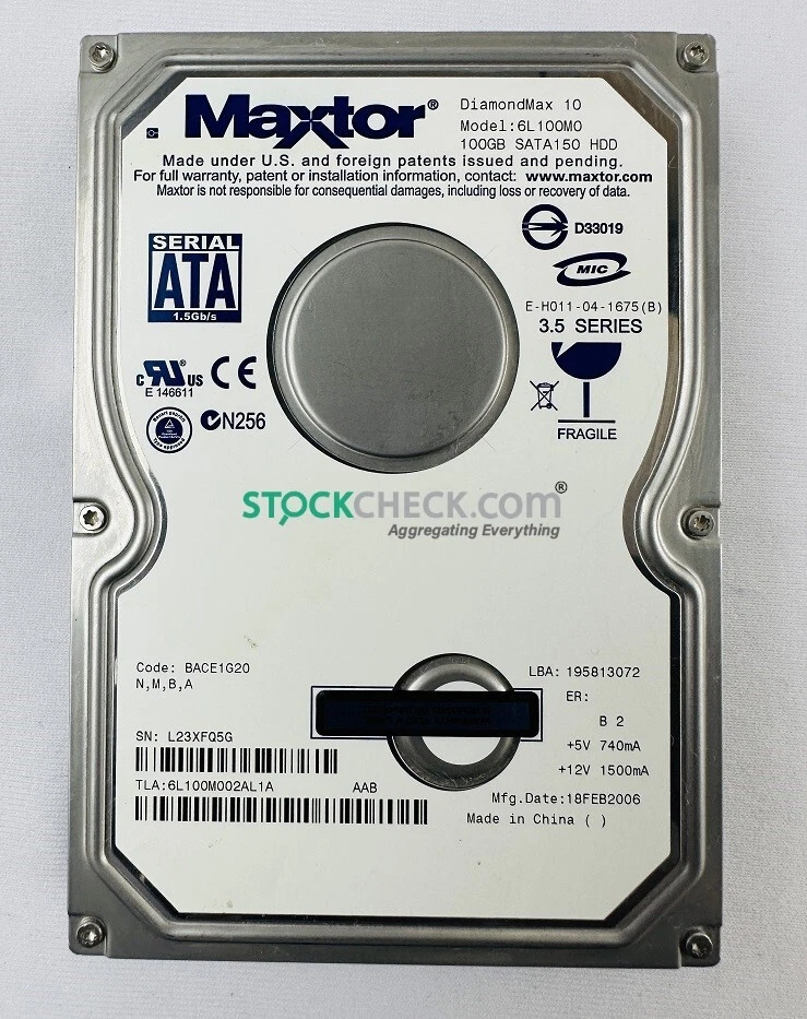 Maxtor 6L100M0 Hard Disk Drive - Image 1 of 4