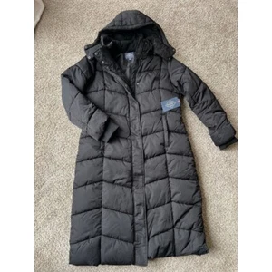NWT St. John's Bay Maxi Puffer Coat Water Resistant Parka jacket Black women XL - Picture 1 of 9