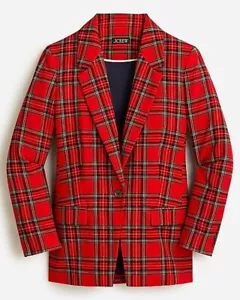 Blazer Willa J Crew BM557 NUEVO CON ETIQUETAS Talla 2 Mezcla de Lana en Buenas Nuevas Tartán Cuadros - Imagen 1 de 4