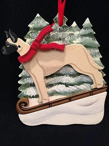 Fawn Great Dane Dog Wooden Ornament Made in USA New - Picture 1 of 3