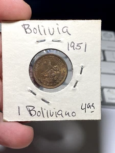 1951 Bolivia 1 Boliviano - Picture 1 of 2