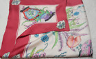 Silk Scarf W Red Border & Asian Design - Large Square 34 X 34"