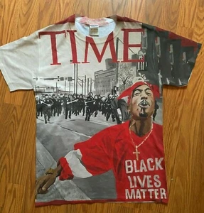 Camiseta Jerzees Dri-Power Tupac Black Lives Matter Time Magazine RARA Rap Pequeña - Imagen 1 de 12