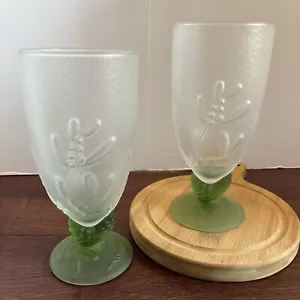 2 Pfaltzgraff Winterwood Frosted Embossed Glass Iced Tea Water Goblet Stem NWT - Picture 1 of 10
