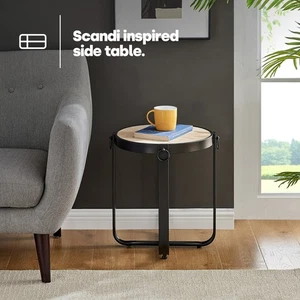 LIVIVO Kori Scandi Stil Beistelltisch Blond Holz Rustikal Metallgestell Modern Home - Bild 1 von 7