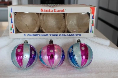 3 EX Grandes Papá Noel Polonia Vidrio Mercurio Adornos de Navidad, Caja Original Foto 1 de 4