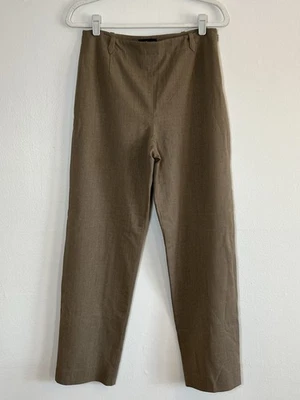 Pantalones de vestir Ann Taylor de lana talla 8 marrón elástico cremallera lateral frente plano forrado Foto 1 de 4