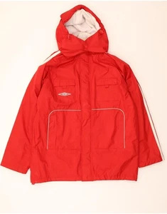 UMBRO Mens Hooded Windbreaker Jacket UK 42 XL Red Colourblock Polyester BH10 - Picture 1 of 3