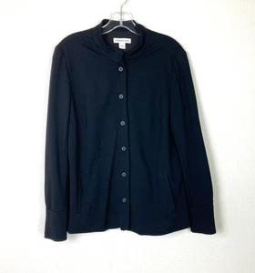 Coldwater Creek Damen Jacke mit Knopfleiste Größe 10 schwarz Ponte Strick Laschenkragen - Bild 1 von 11