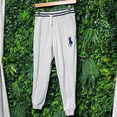 Calça de moletom Polo Ralph Lauren masculina tamanho M cinza com cordão logotipo infantil 2907 - Imagem 1 de 4