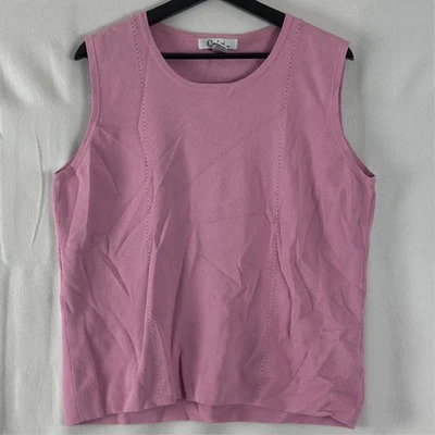Pullover sin mangas Carducci para mujer talla grande 2X rosa cuello redondo informal Foto 1 de 4