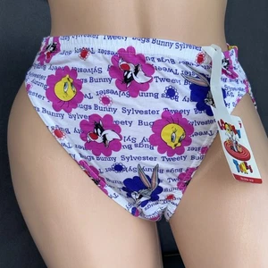 Looney Tunes Tweety Birdie Bunny Hi-Cut Y2K bikini vintage L cotone slip mutandine - Foto 1 di 4