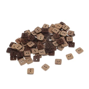 100pcs Coconut Shell 2 Holes Wooden Square Buttons Embellishments DIY Crafts - Picture 1 of 4